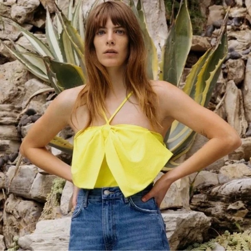 Yellow bow Zara body suit